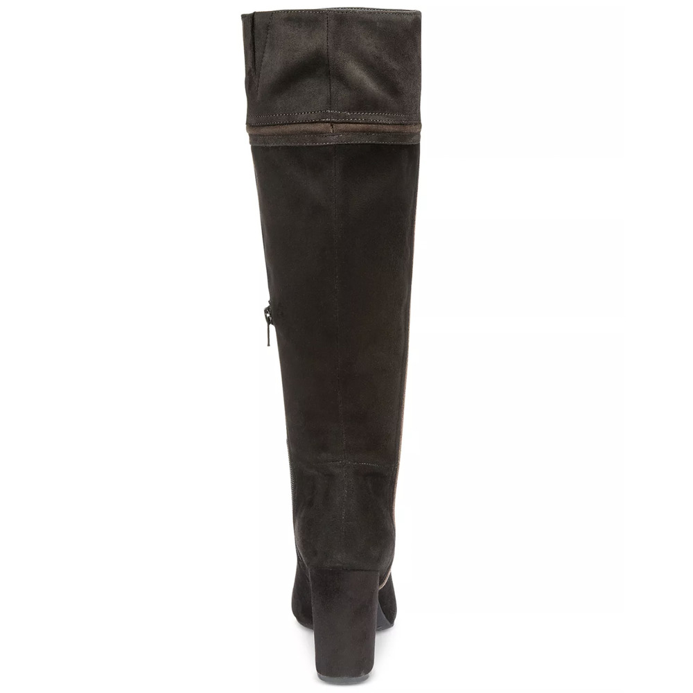 Rialto Black Gray Cordelia Patchwork Boots Zipper Suede Knee High Heel Almond 8M - Picture 5 of 15